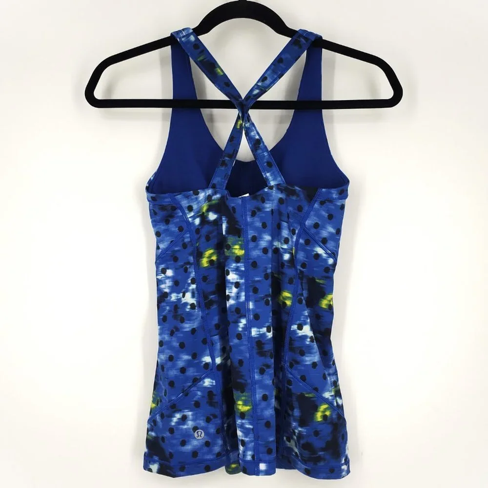Lululemon Kanto Catch Me Tank‎ Windy Blooms Polka Dot Blue Size 4